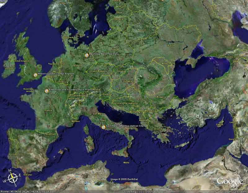 An Earth.Google view covering the UK & Cyprus